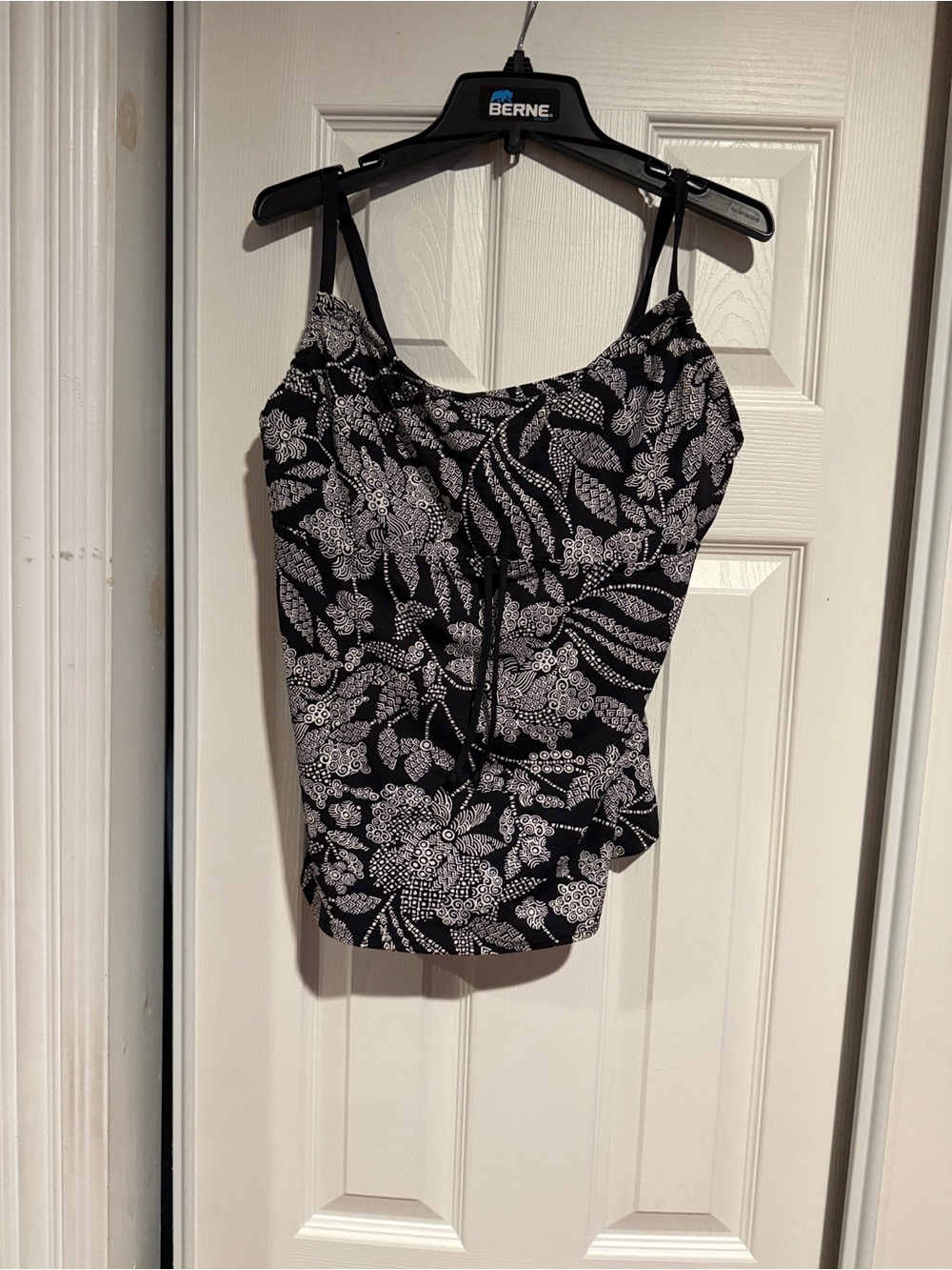 Black Floral Print Bathing-suit Top by Lands End